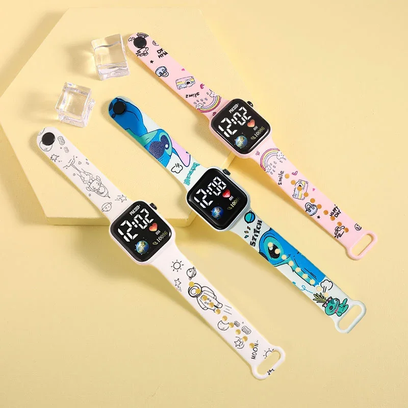 Disney Stitch Children\'s Electronic Watch Fashion Animation Boy Girls Digital Watch Student Sports Wrist Watch Kids Gift