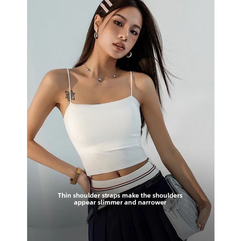 White Strapless Vest Women's Summer Outerwear Beautiful Back One-Piece Bra Integrated Inner Wear Ice Silk Pad Top