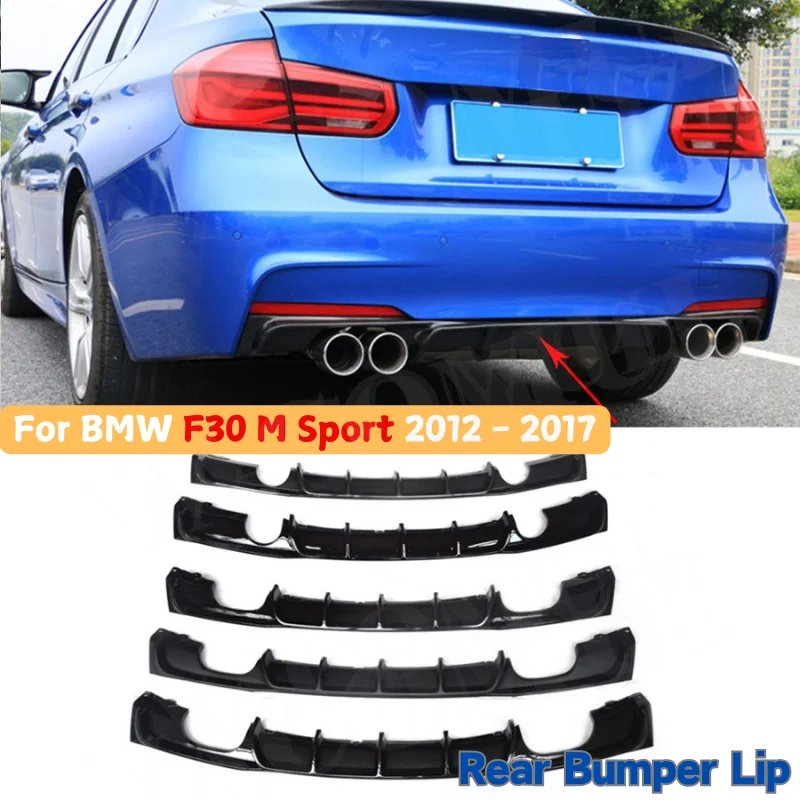 VACOMUL ABS Black Carbon Fiber Look Rear Bumper Diffuser Lip Spoiler For BMW F30 M Sport 2012 - 2017 Fins Shark Style Diffuser