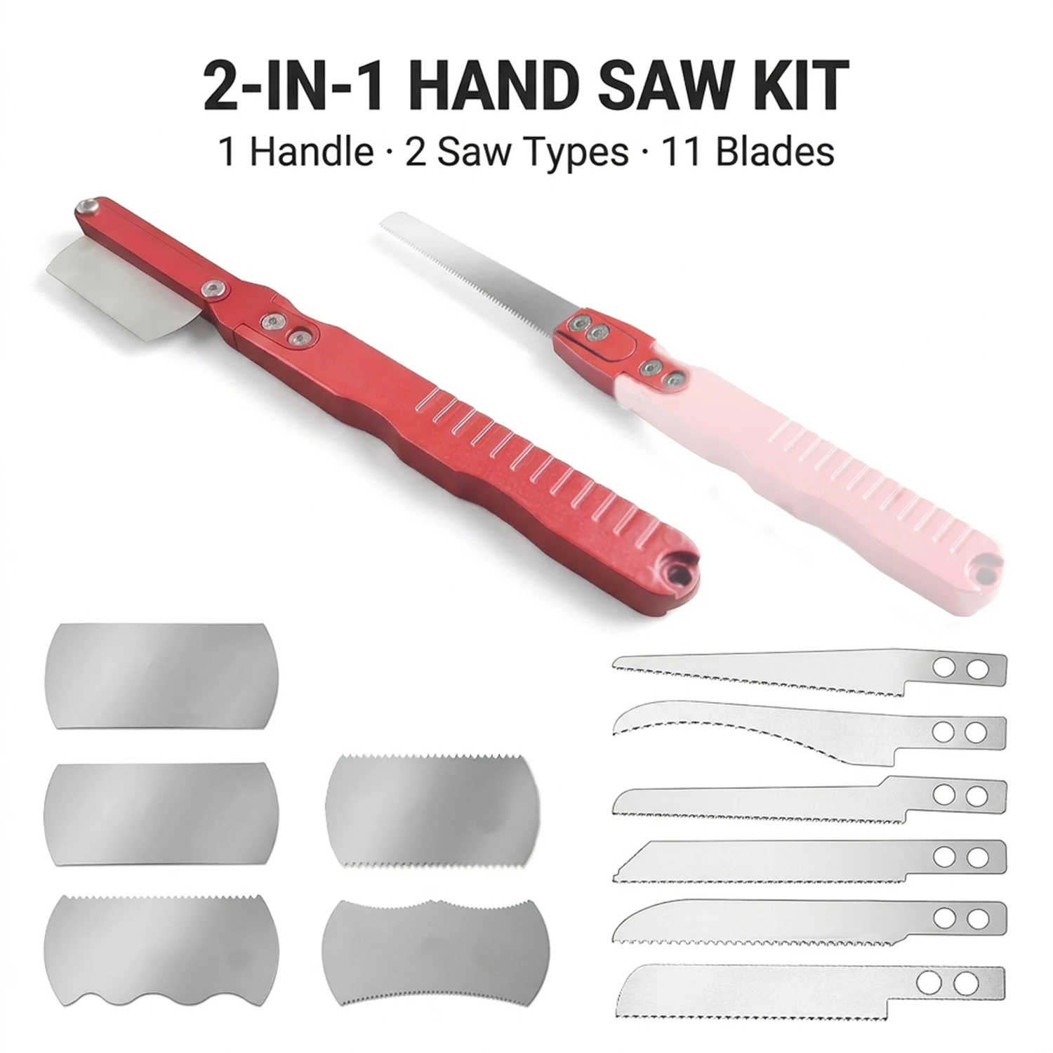 Joystar 2-in-1 Precision Hand Saw Kit, Modular Hobby Saw Set with Universal Ergonomic Handle, 11 Interchangeable Saw Blades