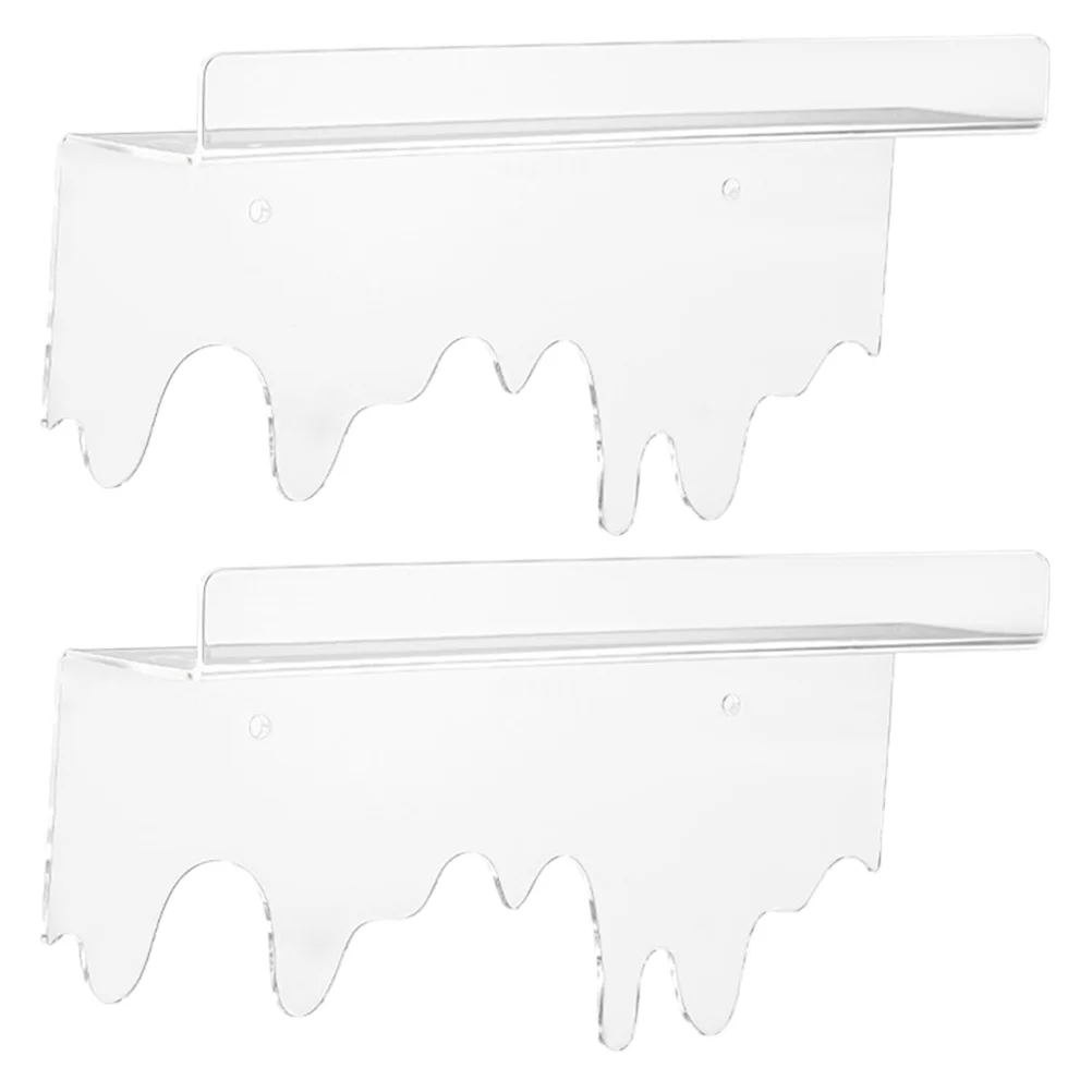 

2 Pcs Floating Shelf Bathroom Shelves Plant Acrylic Wall-mounted Storage Clear Plastic Bookshelf