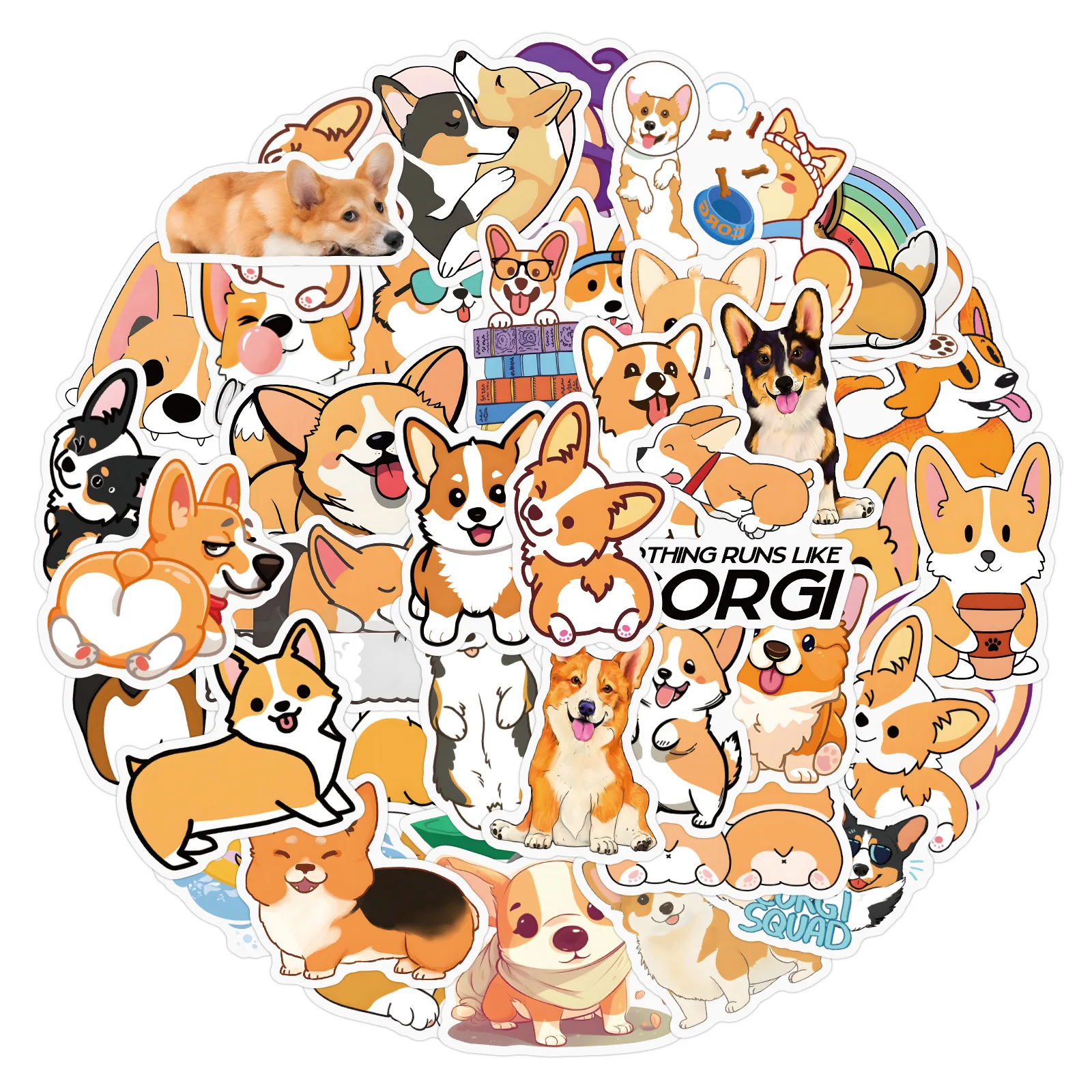 

55/110PCS Kawaii Corgi Pet Dog Graffiti Decorative Stickers Funny DIY Refrigerator Scooter Mobile Case Waterproof Decal Kids Toy
