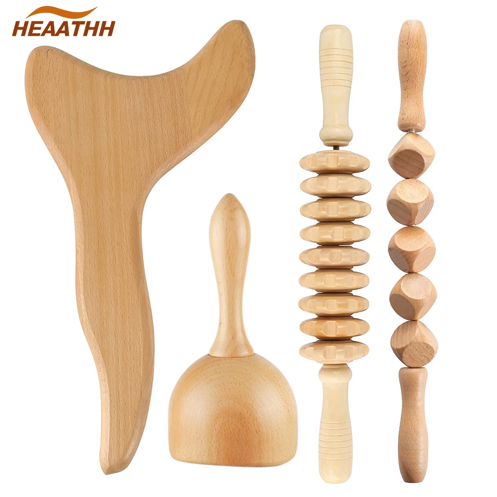 

Body Sculpting Wooden Massager Wood Massage Roller Stick Lymphatic Drainage Scraper Gua Sha Cup for Anti Cellulite, Muscle Relax