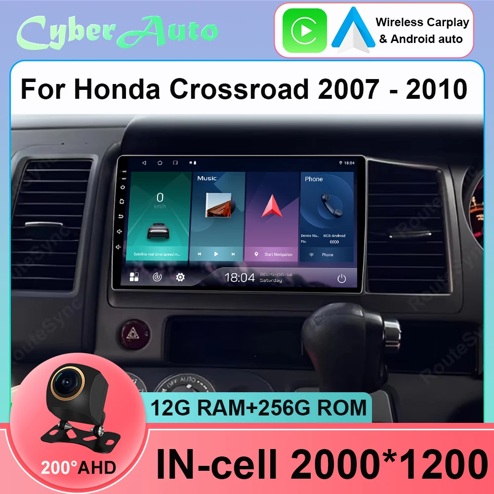 Android 15 Wireless Carplay For Honda Crossroad 2007 - 2010 RHD Car Radio Navigation GPS RDS Video Player Head Unit Octa Core