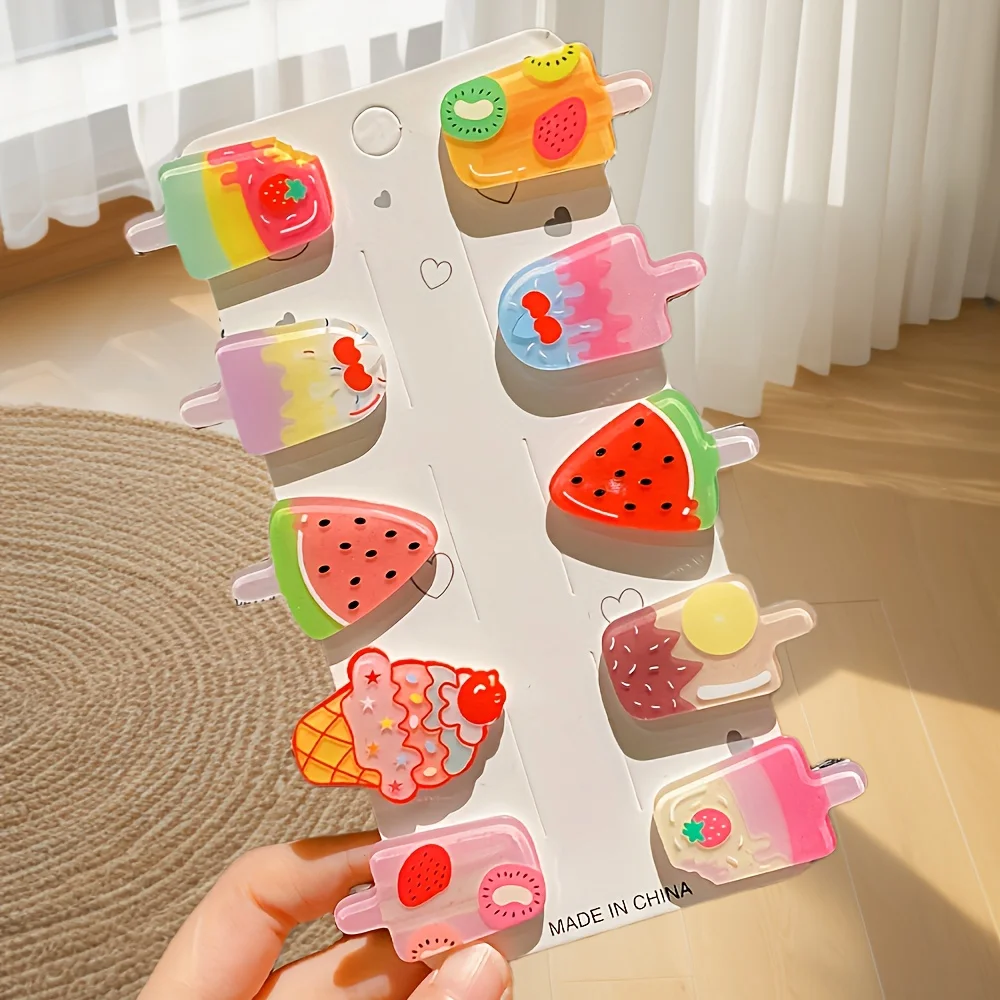 10 hair clips Summer new hair accessories Cute Ice cream Ice cream Clip bangs clip duck beak clip edge clip