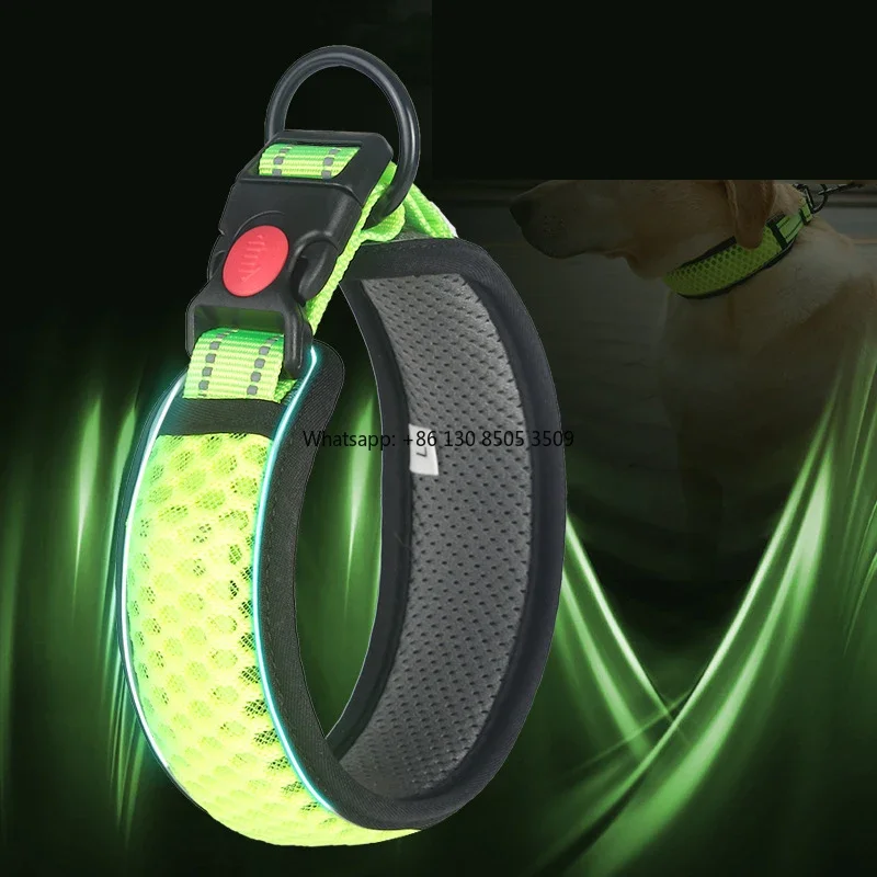 10pcs   Manufacturer Wholesale Breathable Dog Collar with Reflective Light Strip