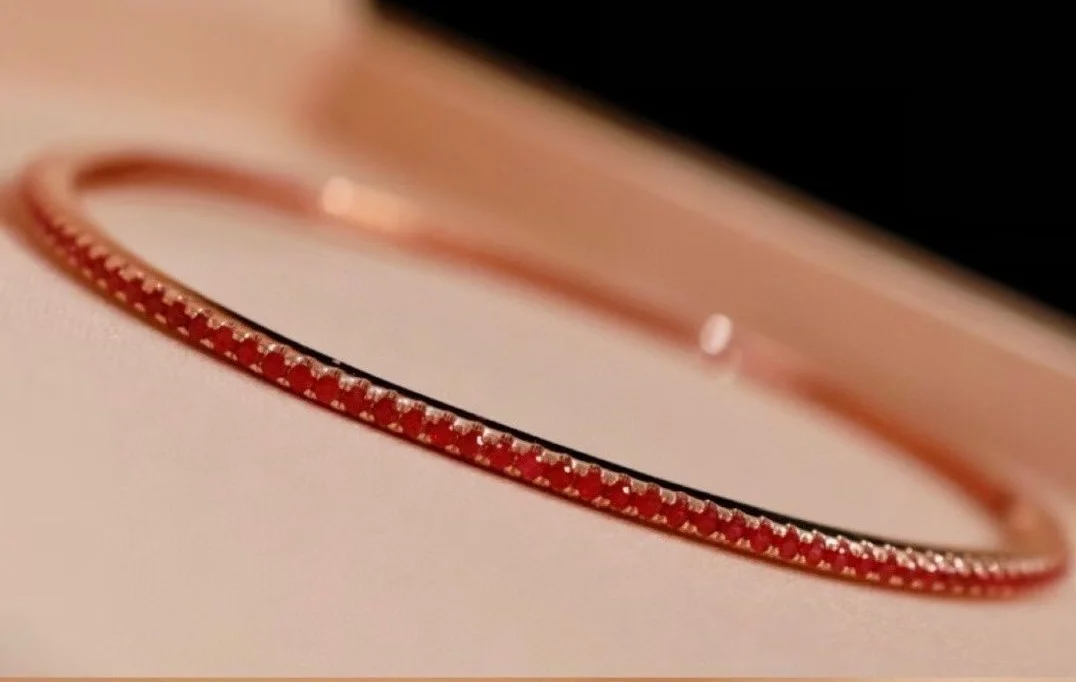 30/50pcs Stainless Steel Ruby/Emerald Tennis Chain Bracelet Full Diamond Buckle Bangle Wholesale Waterproof Luxury Women Jewelry