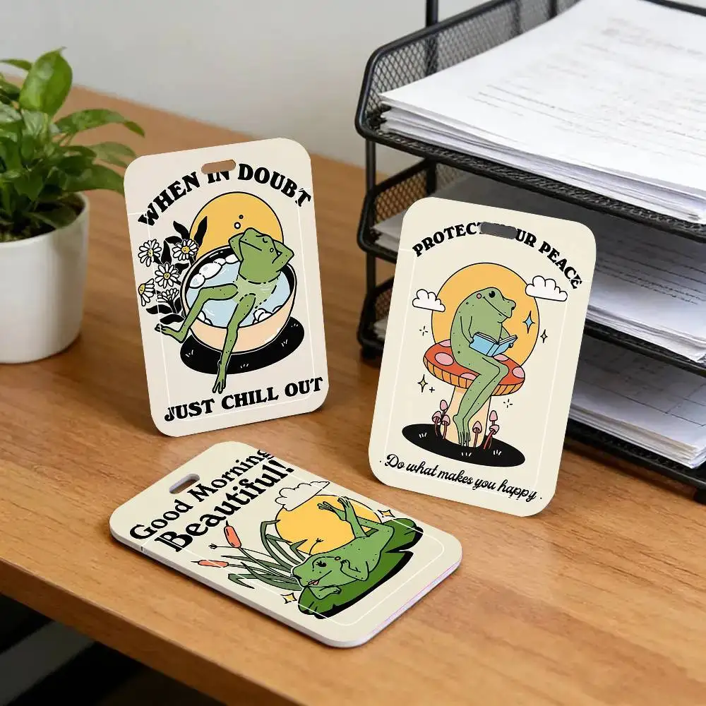 Interesting Mushroom Frog Black Lanyard Card Holders Student Meal Cards And Campus Ids School