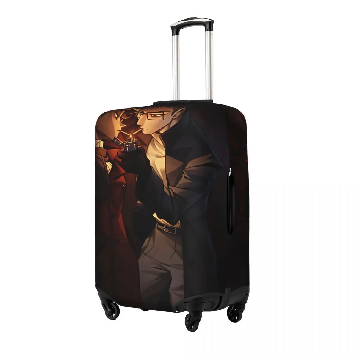 Radiostatic Vox Alastor Suitcase Cover Hazbin Hotels Cruise Trip Flight Elastic Luggage Supplies Protector