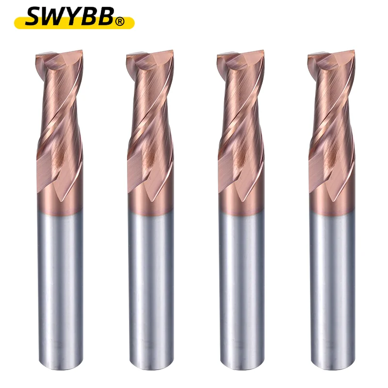 كربيد نهاية مطحنة 2F 2 الناي التنغستن الصلب قاطعة المطحنة باستخدام الحاسب الآلي EndMill الوجه راوتر بت فتحة معدنية أداة