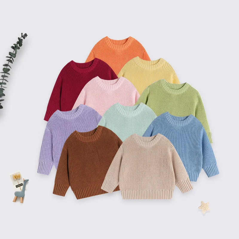 Baby Sweater Round Neck Infant Knit Undershirt Baby Inner Wear Fall Winter Girls Solid Base Layer Clothes