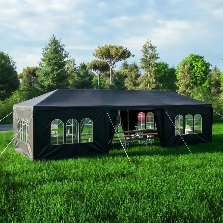 10' X 30' Outdoor Waterproof Gazebo Tent With Removable Sidewalls And Windows Heavy Duty Tent For Party Wedding Events Beach BBQ