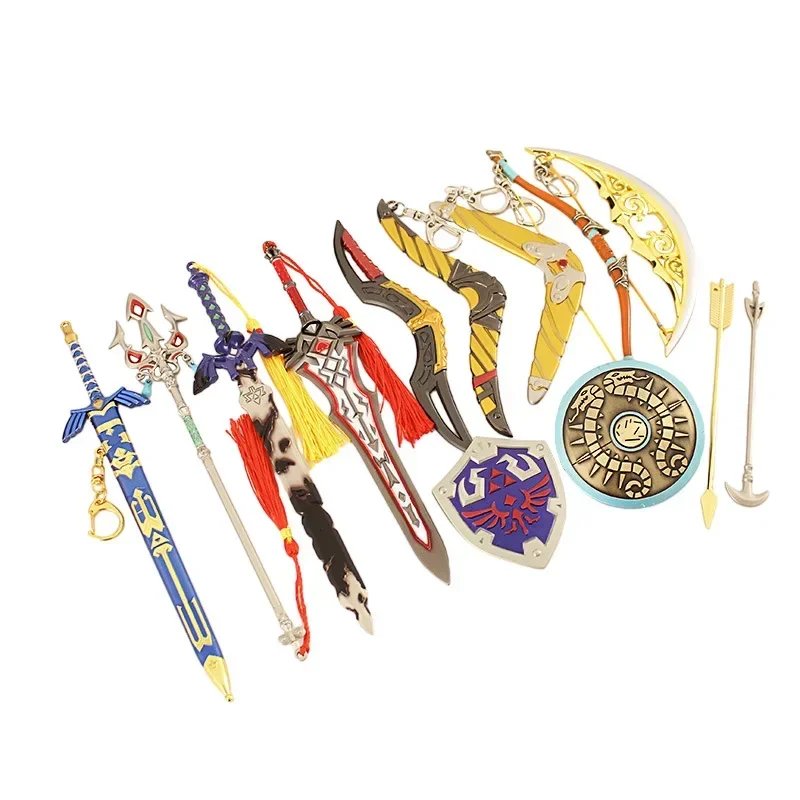 De Hyrule Fantasy Zwaard Sleutelhangers Link Game Periferie Metalen Wapen Collectie Model Zeldas Sleutelhanger Ornament Ambachten Geschenken Speelgoed