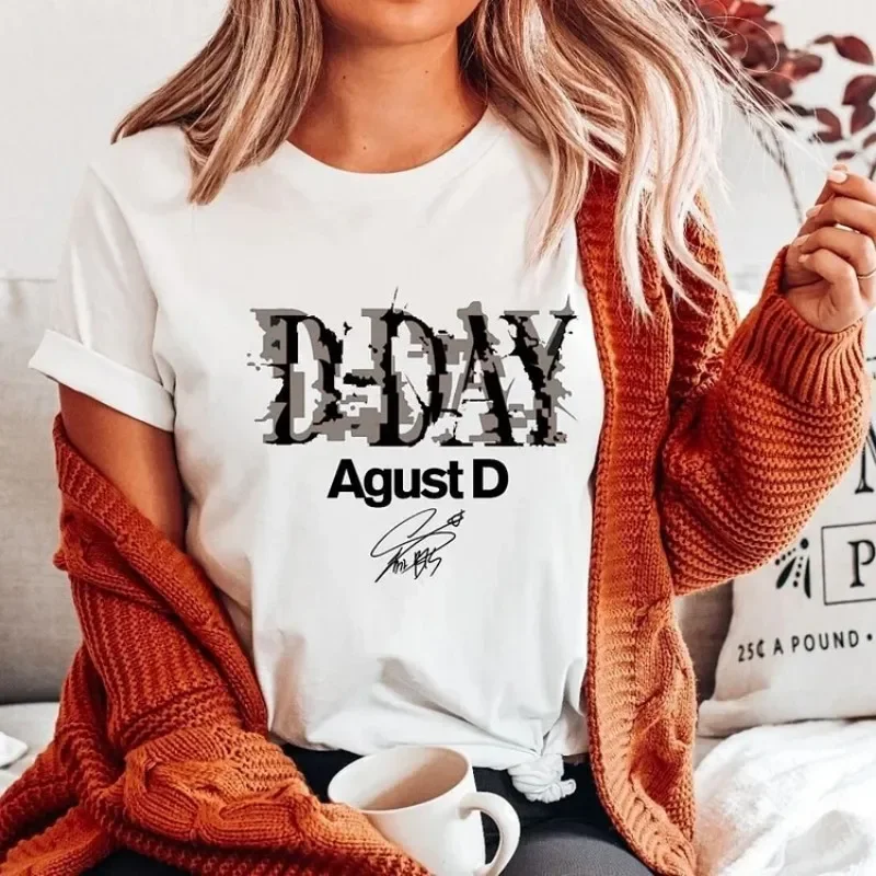 Kpop Suga Agust D D-DAY T-Shirt Summer Women Clothing Fashion Tops Tees Men Casual Solid Color korean Y2K Streetwear