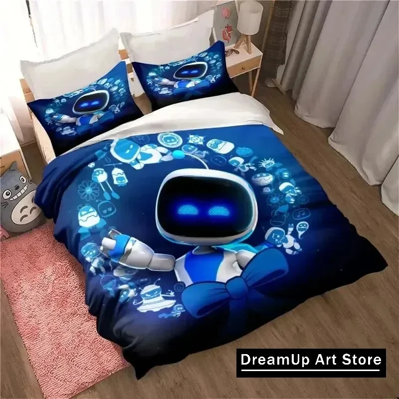 3D Print Game ASTRO BOT Cute Cartoon Bedding Set Boys Girls Twin Queen King Size Duvet Cover Pillowcase Bed boys Adult Bedroom