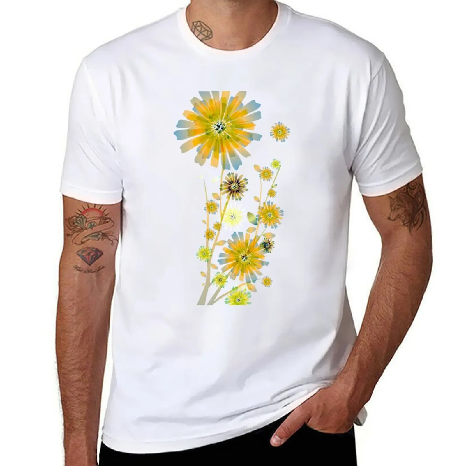 

Orange sunflowers pattern T-Shirt man t shirt designer man t shirts graphic T-Shirt