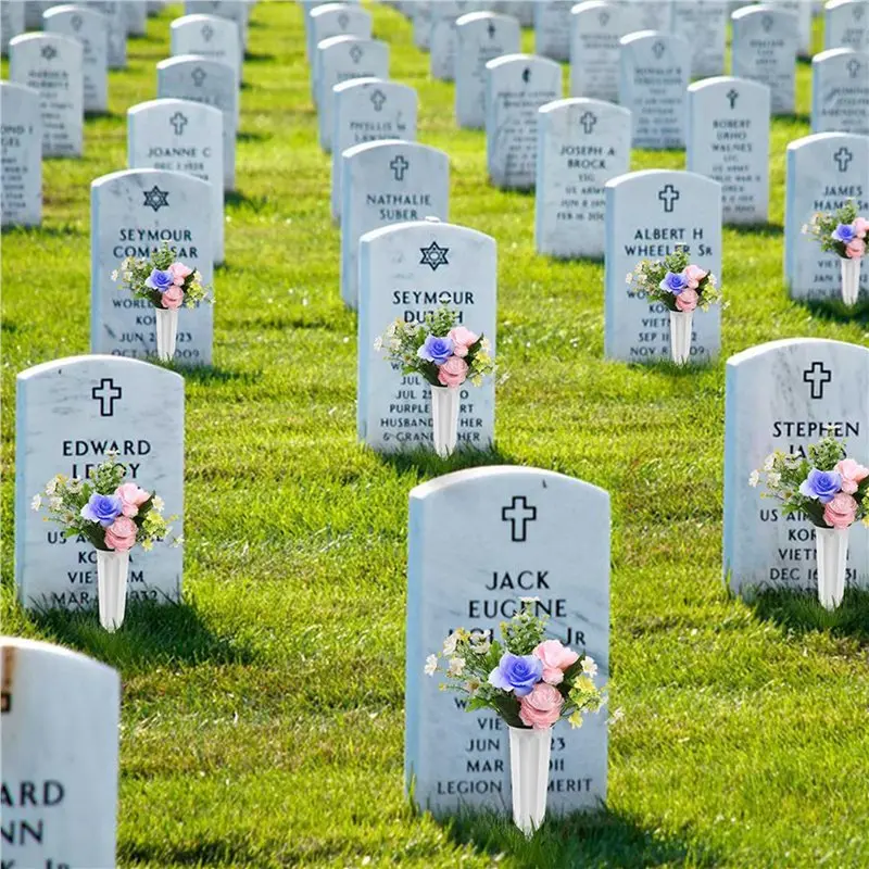 2026 New 40 Pack Cemetery Vases With Spikes,Plastic Vases For Flowers,Grave Decorations For Cemetery,Grave Flower Holder