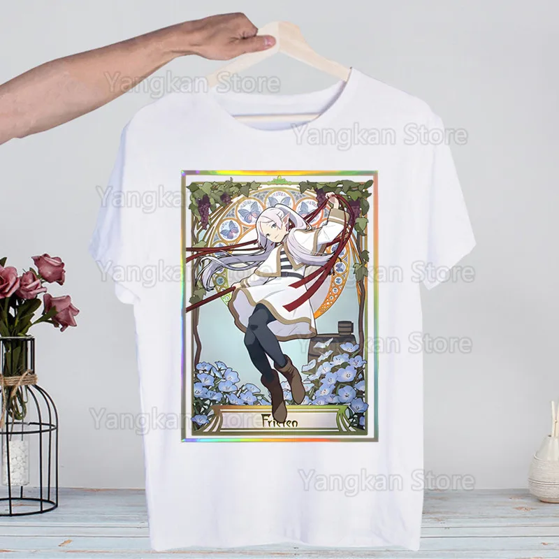 

Frieren Beyond Journey's End Harajuku Мужская футболка унисекс с принтом и коротким рукавом Повседневная футболка Мужские уличные топы