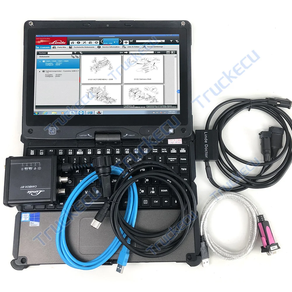 Getac V110 Laptop for LINDE BT CANBOX BT Diagnostic Doctor Cable Truck Forklift LSG Software Pathfinder Forklift Tool