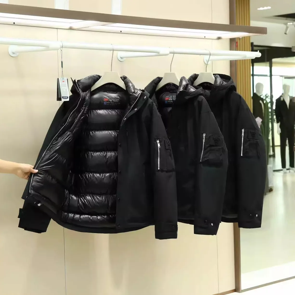 

Thiened Winter Cotton Jaet 2025 New Sle Outdoor Warm Fce Hooded Coat Efficient Heat Retention Stand Fit Faion U...