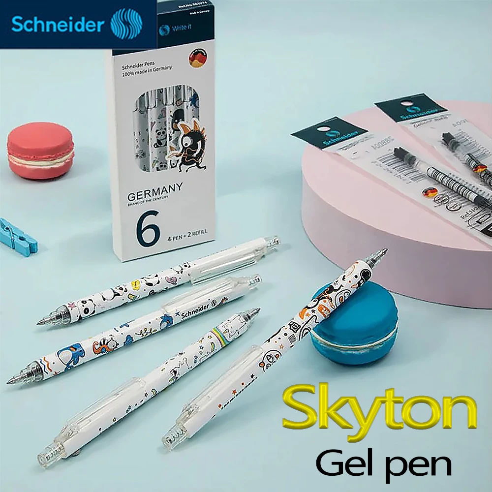 1Set Schnerider Skyton Gel Pens 4pens+2refills Specific Quick Drying Pen for Exam Questions Kawaii School Supplies Stationery