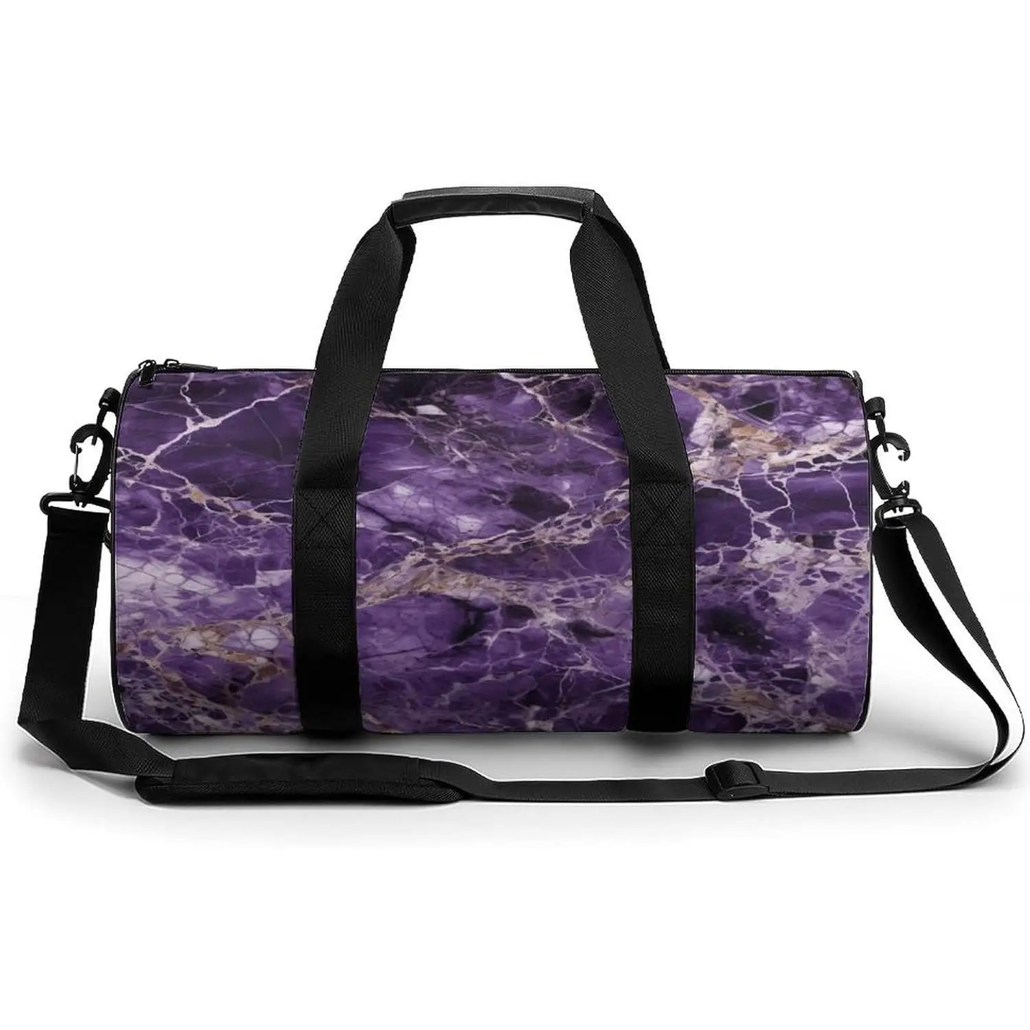 

Purple Marble Pattern Duffel Bag Large Capacity Adjustable Strap Travel Gym Fashion Bag for Women Men