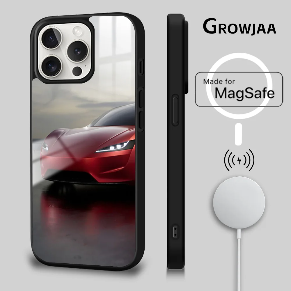 New energy electric T-Teslaes Car Magsafe Phone Case For iPhone 15 14 13 12 11 Pro Max Plus Mini Mirror Magnetic Cover Funda image 6
