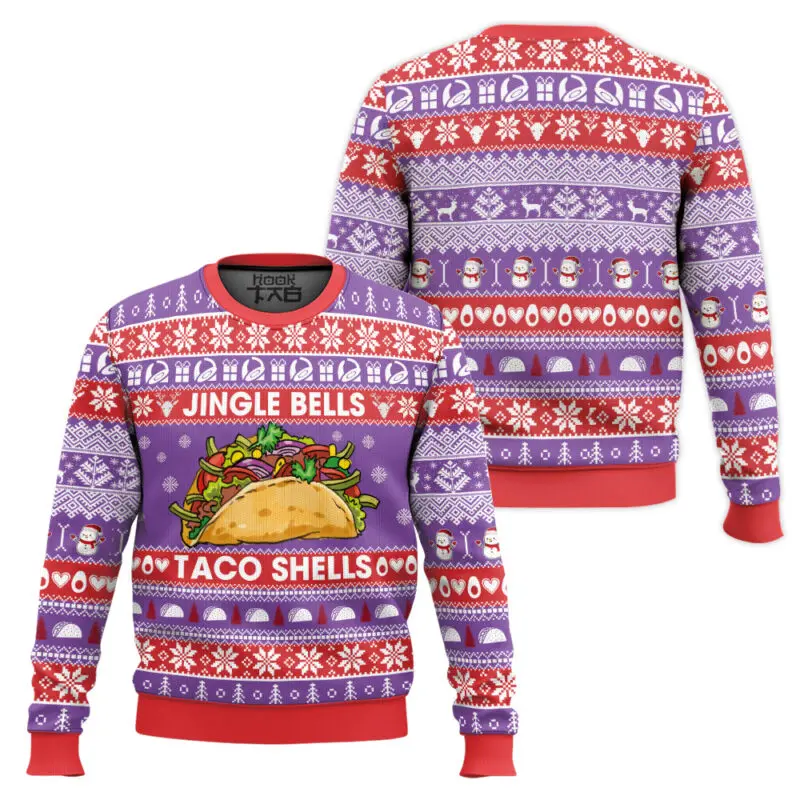 

Christmas Ugly Sweater Taco Bell merch Christmas Elements Fun and Creative Winter Round Neck Sweater Fashion Trend Versatile