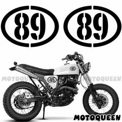 Décalcomanies vintage de moto, numéro infectieux numérique personnalisé, coulée nar, carburant précieux, couverture latérale, autocollants de vent pour moto, 4 pièces