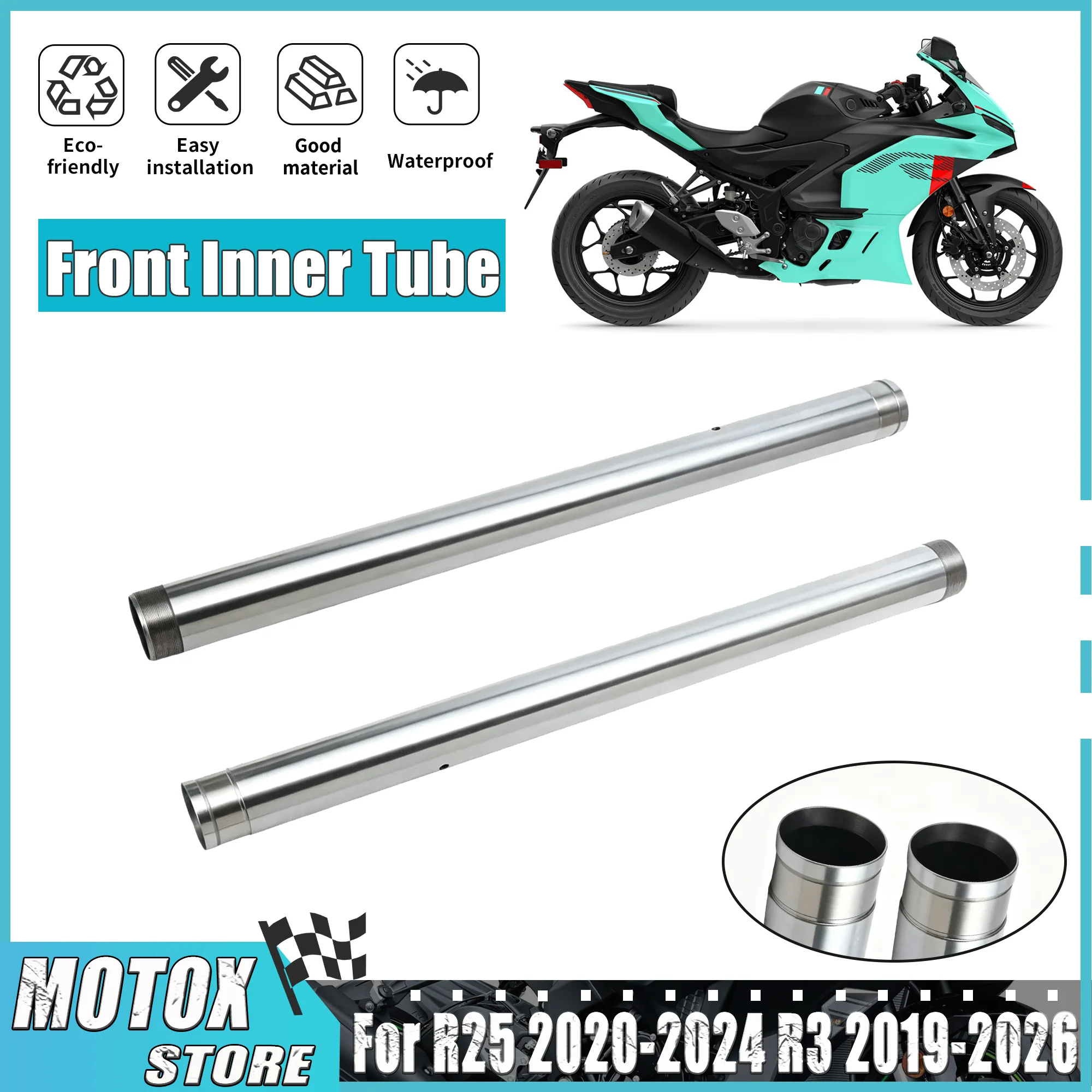 Motorcycle Front Suspension Fork Inner Tubes Set Fit For YAMAHA YZF-R3 2019-2026 2020 2021 2022 2023 2024 2025 YZF-R25 20206