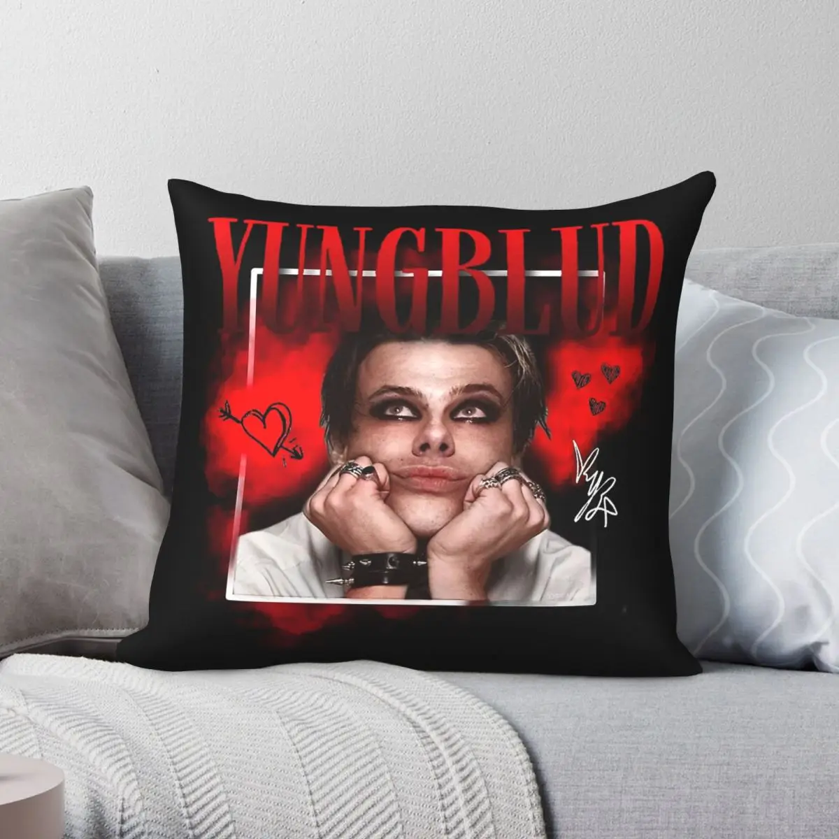 Yungblud Dominic Harrison Square Pillowcase Polyester Linen Velvet Pattern Zip Decor Throw Pillow Case Sofa Cushion Cover