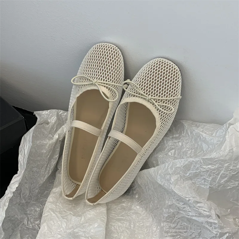 2025New Luxury Designer Shoes for Women Mesh Hollow Elastic Band Loafers Women Non Slip Casual Flat Shoes Women Zapatos De Mujer