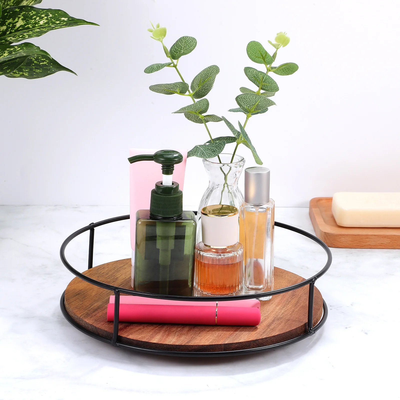 

Revolve Solid Wood Pallet Storage Rack Rotating Organizer Lazy Susan for Table Top