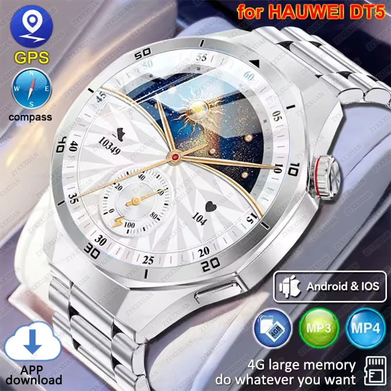 

2025 Новое приложение с памятью 32 ГБ Загрузка Смарт-часы HD Музыкальный видеоплеер TWS Наушники 3D Меню Альбом GPS BT Вызов Мужские часы для Huawei