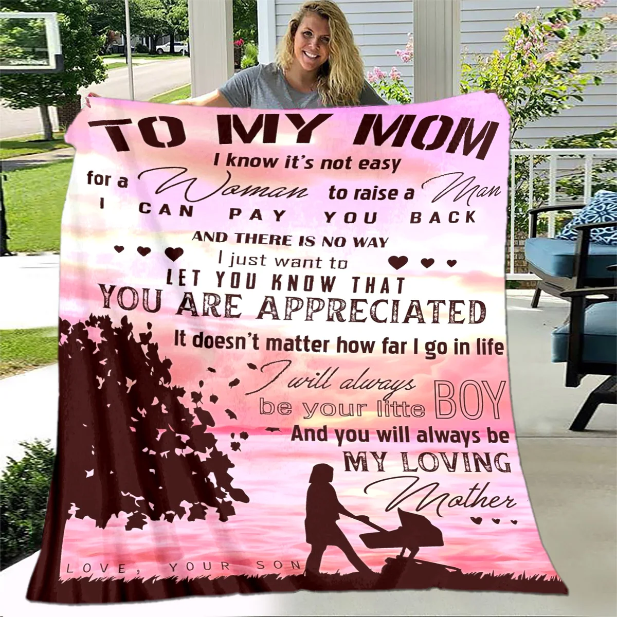 To My Mother Mom Letter Gift Series Blanket,Soft Throw Blanket for Home Bedroom Bed Sofa Picnic Travel Office Cover Blanket Kids