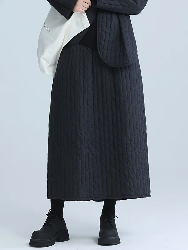 

Thiened Cotton f Skirt Women's Autumn Winter Mid-Length Versatile Retro Japanese Sle Design Sensation Cold Tone Skirt