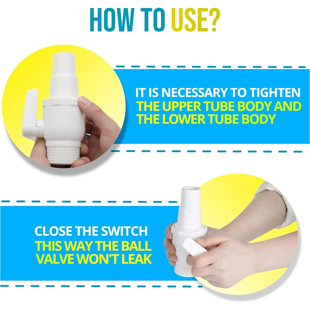 صمام مضخة حمام السباحة لحمامات السباحة ، خرطوم موصل إيقاف الفلتر ، اتجاهين ، تصنيف ضغط 50 رطل لكل بوصة مربعة كحد أقصى #5