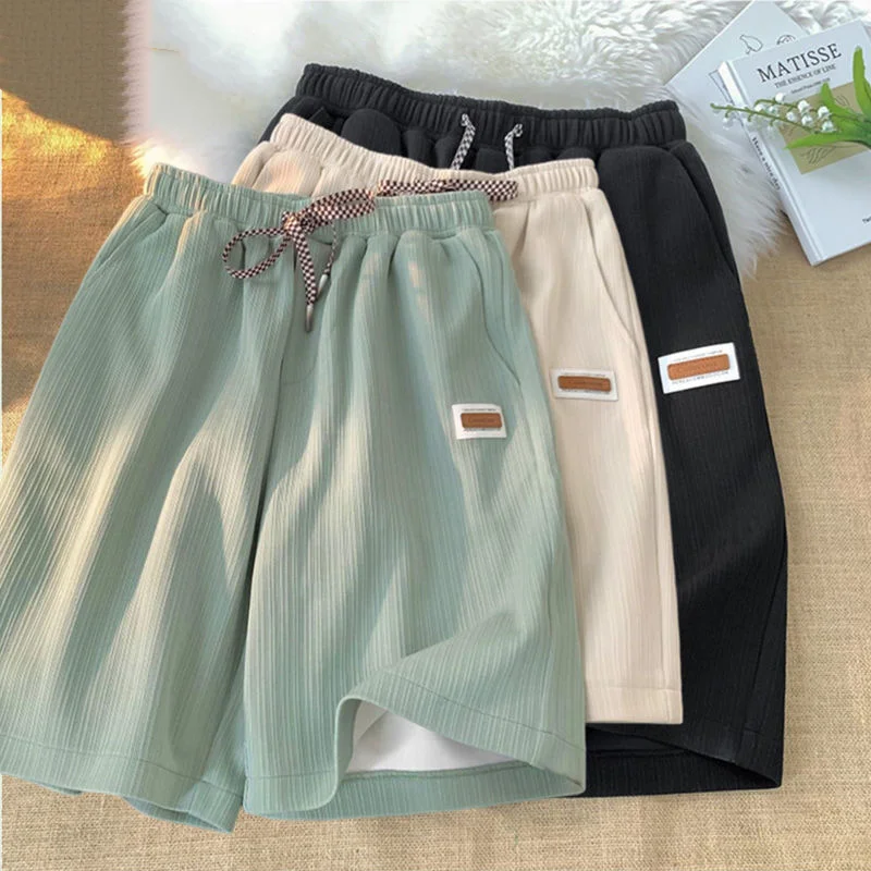 

Ice Silk Men's orts Summer Thin Casual Sports 5-Point Pants Trendy Brand Outdoor Wear Low Waist Slightly Stretchy Loose Fit
