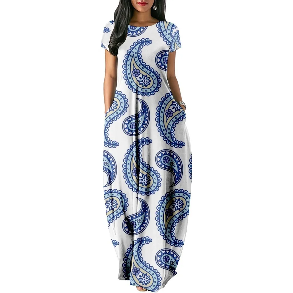 Summer Dress 2024 Hawaiian Retro Paisley Print Maxi Dress Streetwear Women Luxury Beach Stylish Party Robe Holiday Girl Vestido