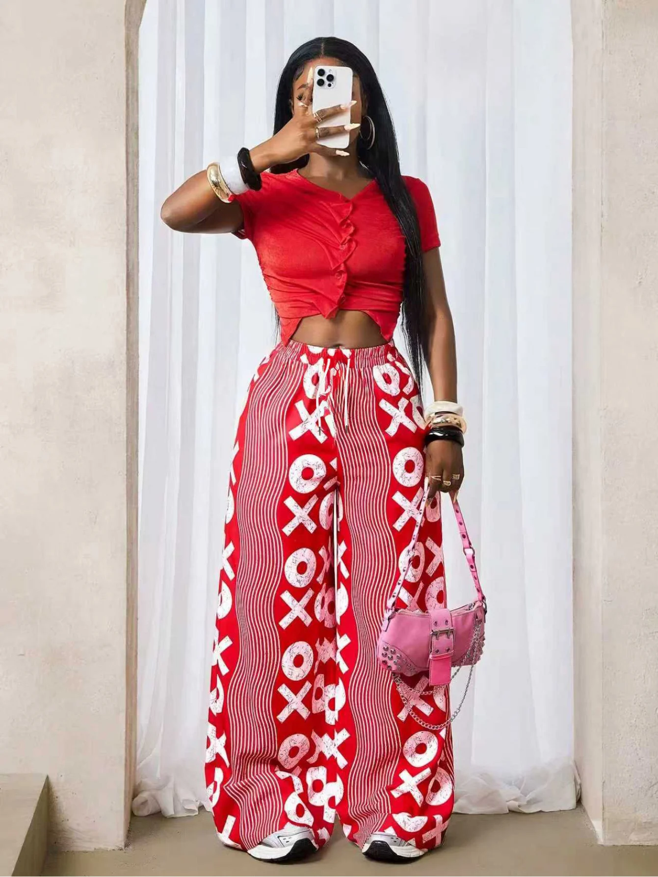 Spring/Autumn Hot Sale Personalized Fashionable Y2k Pants Trendy Fashion Vintage Print Loose Women Polka Dot Sports Pants