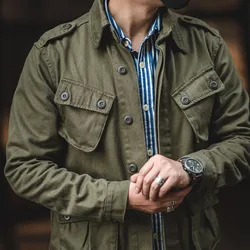 Spring and Autumn New Men's Fashion Multi Pocket Vintage Work Dress Shirt Jacket Long Sleeve Loose Casual Shirt