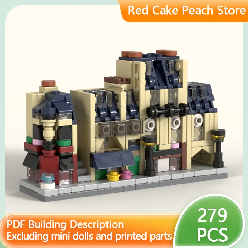 

City Street View Model MOC Building Bricks Small Commercial Street Modular Technology Children Holiday Gifts Assemble Toys Suit