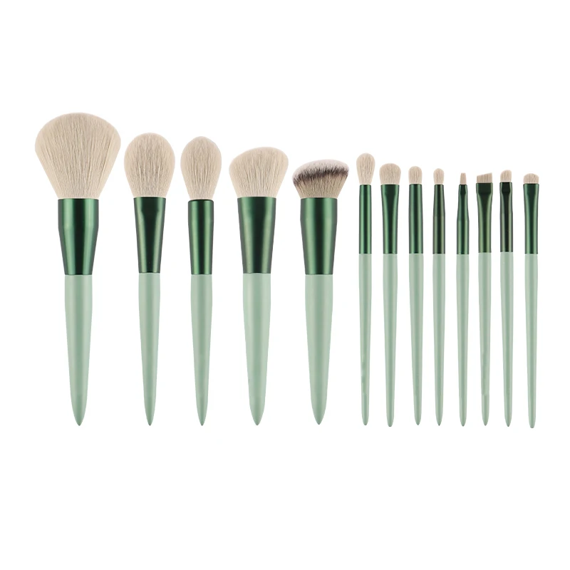 Makeup brushes set-The Matcha green 13pcs cosmestic brushes-foundation&powder&blush fiber beauty pens-make up tool