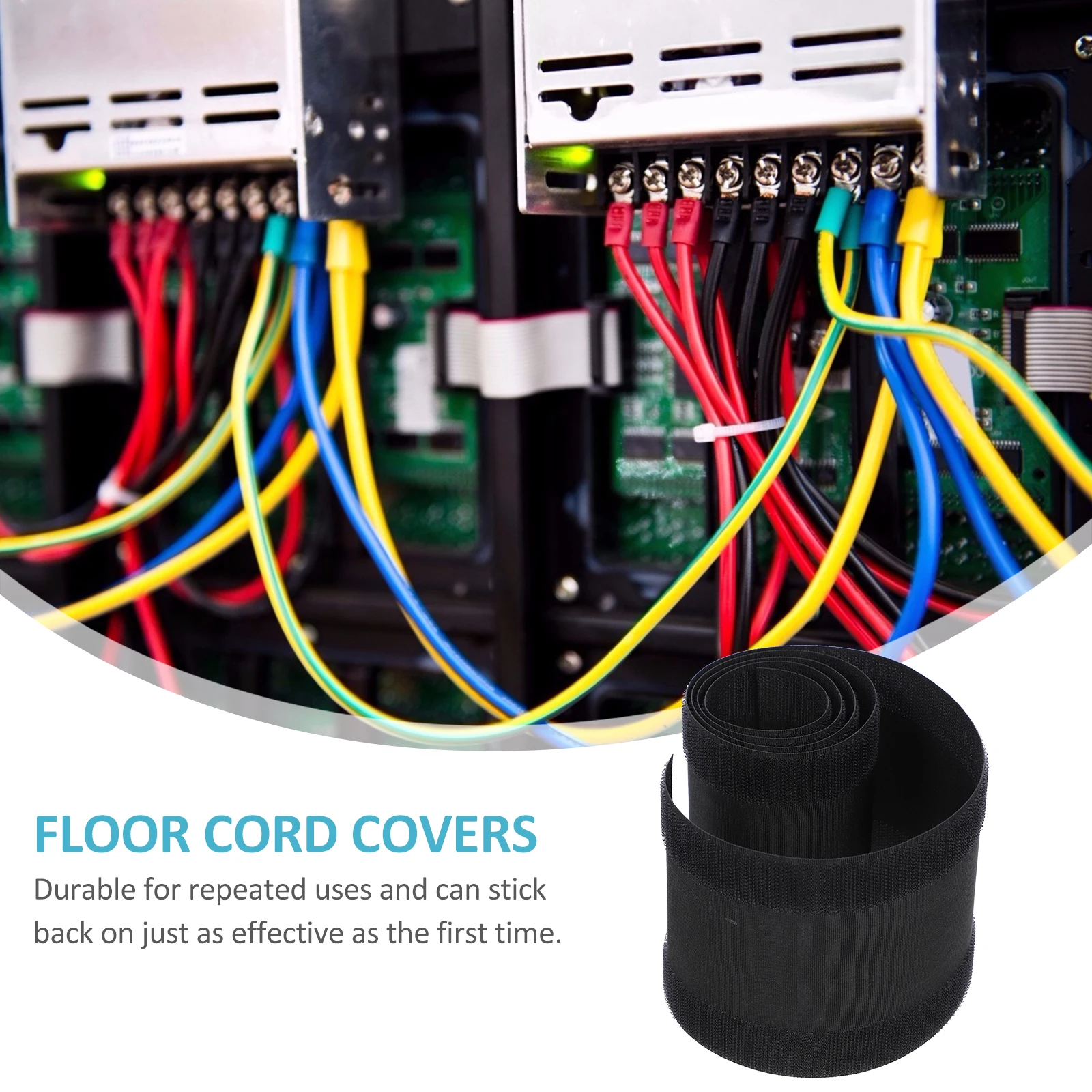

2 Pcs Floor Cord Cover Wire Casing Patch Carpet for Cable Management Black Nylon