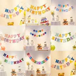 NEW 1set Birthday Happy Banner Felt Banner Children's Adult Birthday Party Decoration Macaron Colorful Letter Banner Wholesale