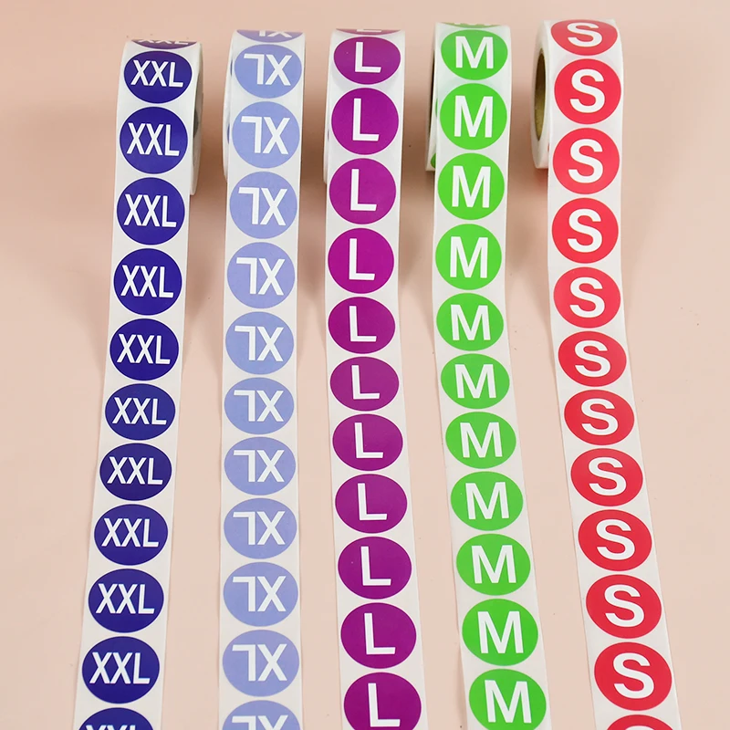 500 Pcs/roll Size Mark Sticker XS S M X XL XXL Model Identification Label Stickers Clothing Store Favors DIY Packaging Supplies