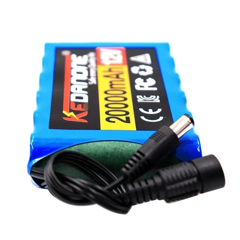 18650 12V 30000mah 3s2p Capacity DC 12.6v 30Ah 20Ah Portable Rechargeable Li-ion Battery for fishing lights+ Charger