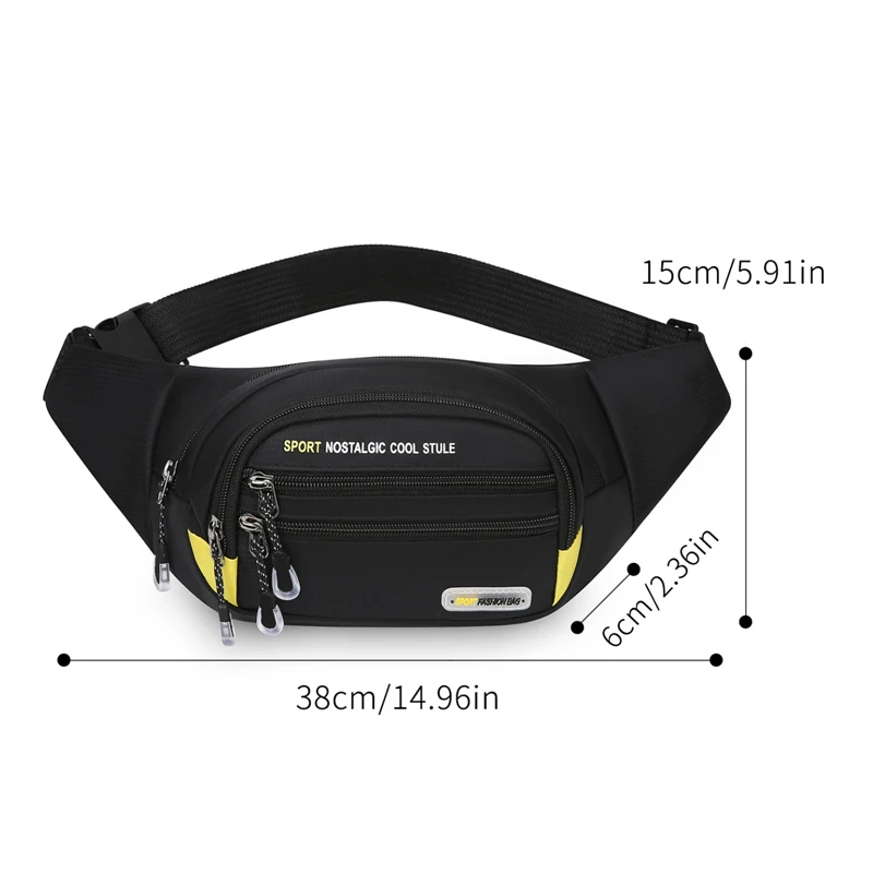 حقيبة خصر للرجال، حقيبة كتف قابلة للتعديل، جيوب متعددة بسحاب، حقيبة صدر متعددة الوظائف، إغلاق بسحاب متين #4