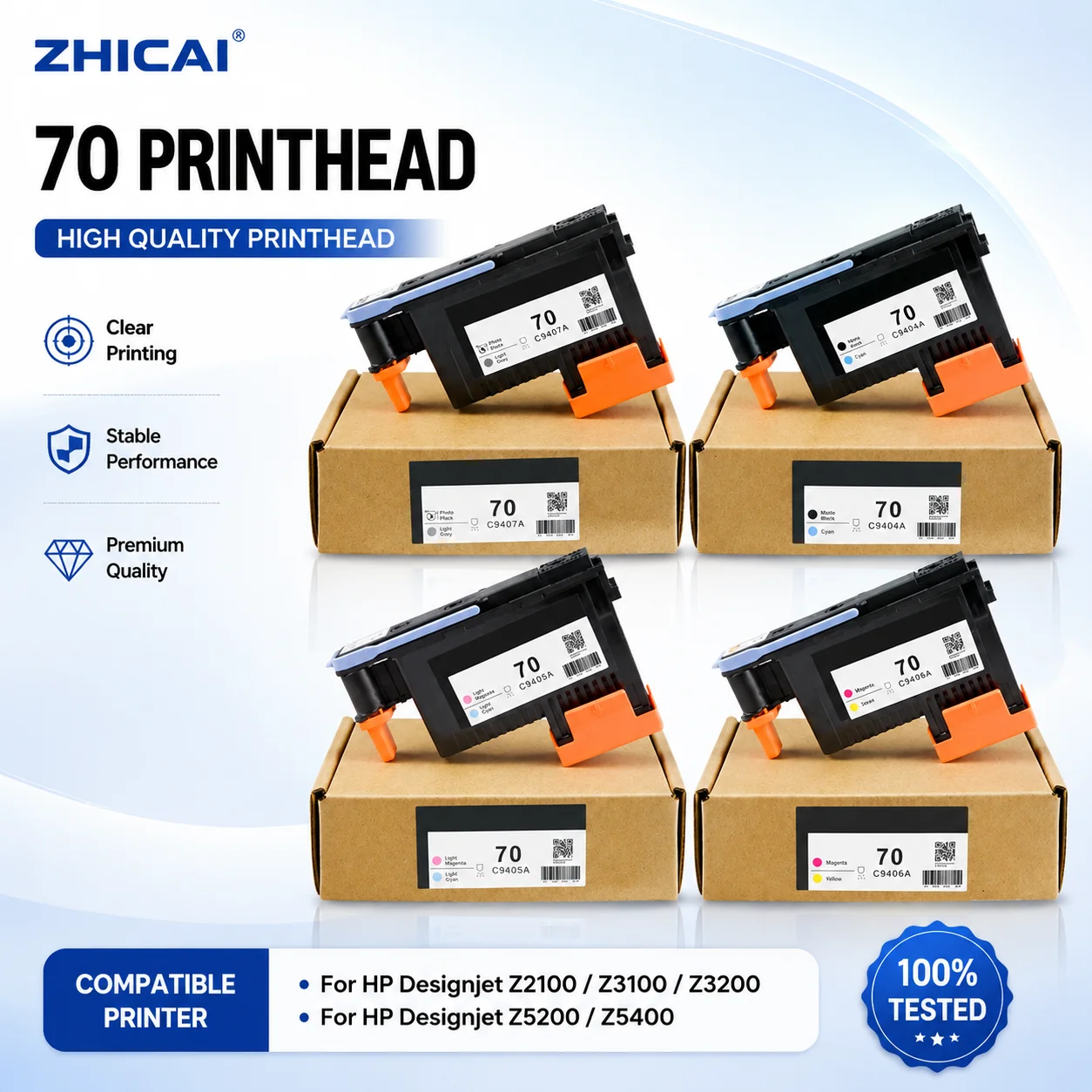 For HP 70 Printhead C9404A C9405A C9406A C9407A Print Head For HP Designet Z2100 Z3100 Z3200 Z5200 Z5400 Printer