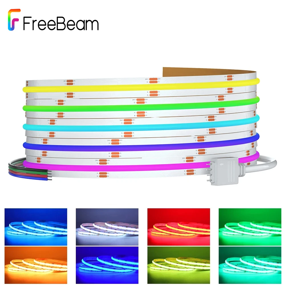 RGBCCT RGBW RGB CCT COB LED Strip Light DC 12V 24V High Density Dotless COB Tape LED Ribbon Lights Bar for Home Decor Lighting